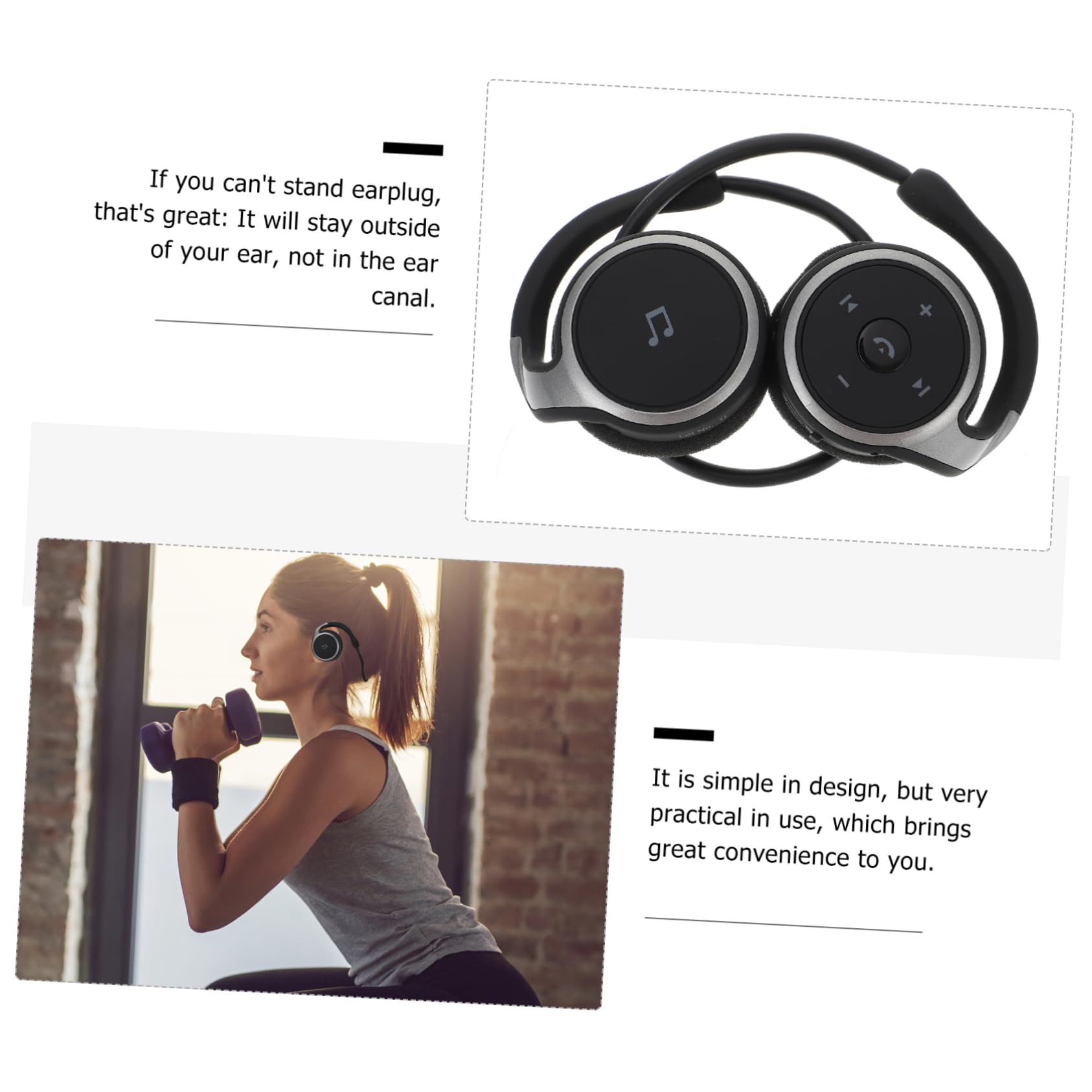 NUOBESTY Auricolare Wireless Sportivo Gancio per Orecchio, Leggero e Comodo Occhiali, per Palestra e Backpacking, Nero, Versione 4.1