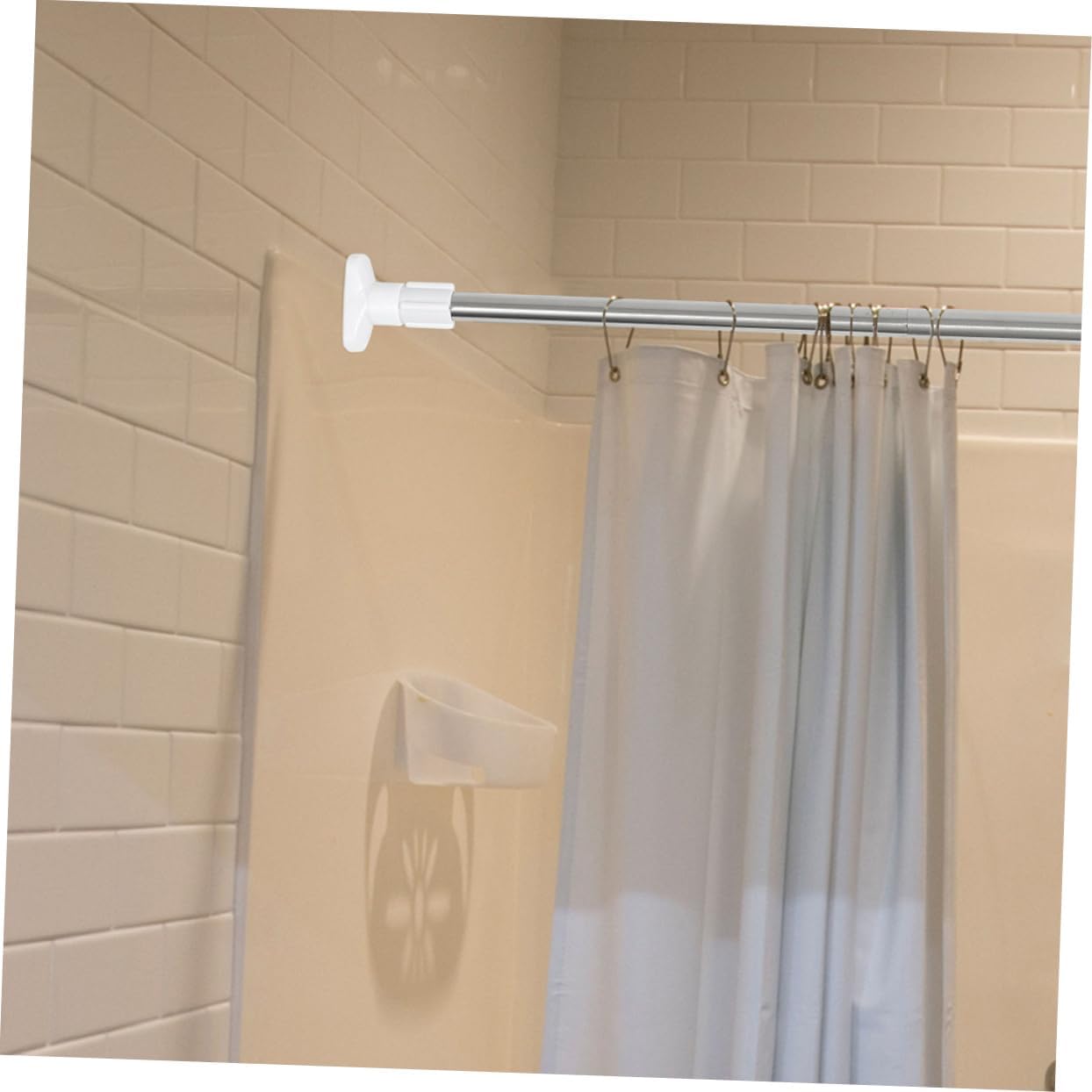 Adjustable No-drill Telescopic Shower Curtain Rod Retractable Clothes Pole for Bathroom Closet and Changing Area Smooth Surface for Easy Cleaning