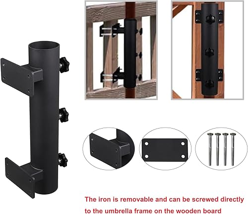 Miniatura 4 de Soporte para sombrilla de patio al aire libre, soporte de paraguas resistente con abrazadera de paraguas giratoria de mano, soporte base para