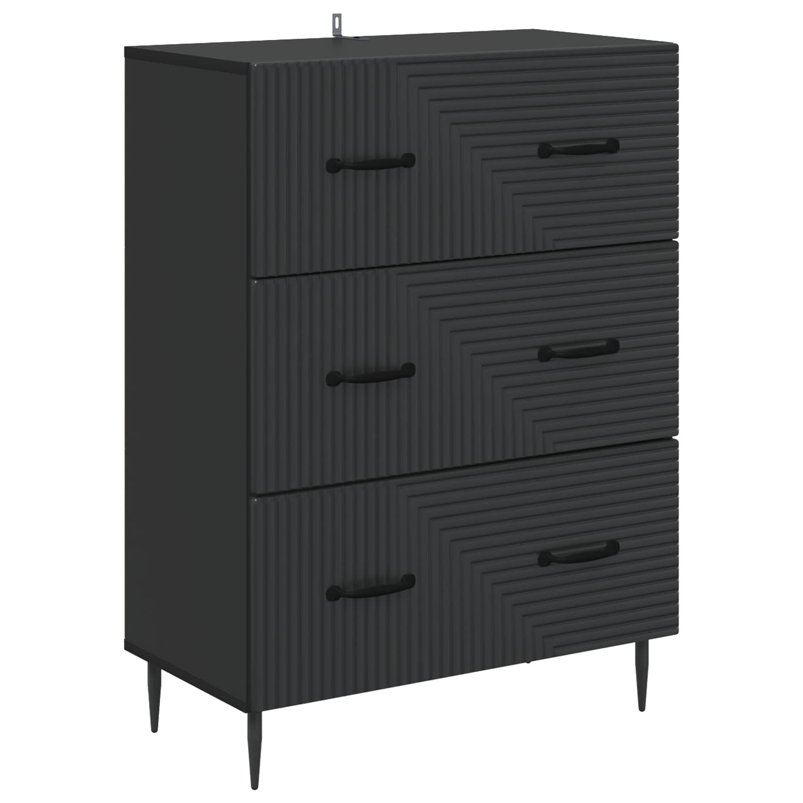 Commode en bois noir et métal vintage : finitions haut de gamme