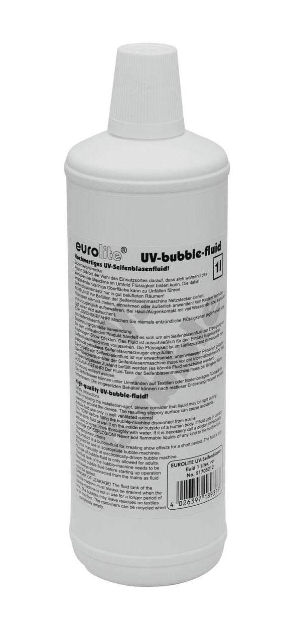 Showlite BM-60 Seifenblasenmaschine 60W mit Funk Fernbedienung und 1L Eurolite UV-Fluid rot (0,6l Tank, 2-3 Stunden Laufzeit bei vollem Tank, Party Effekt, Disco Bubbles)
