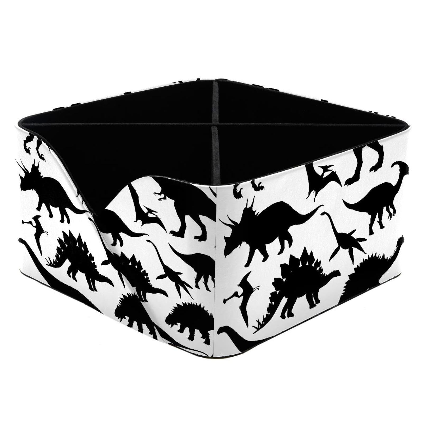 KengjuTesu Dinosaur Silhouettes Cool Animals Dino Pattern Desktop Organizer Pen Holder, Rectangular Pencil Cup for Office, Study and Makeup Stations