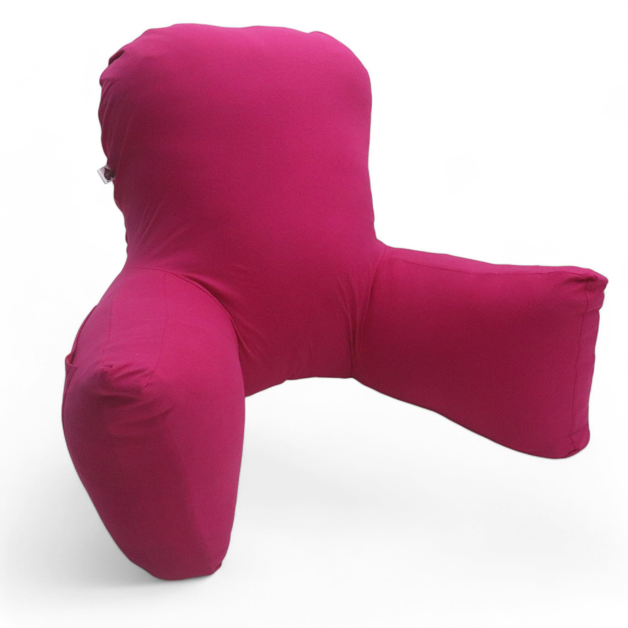 COOZLY BackRest Pillow | Reading Pillow | Bed Support Pillow with High Armrests |100% Cotton Jersey Removable Cover (Fuschia) 3