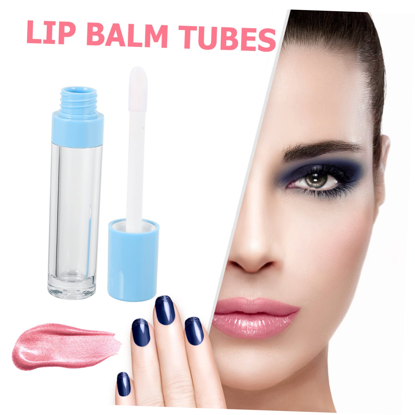Tubo de Brillo Labial Recargable 8ml Abs Azul, 10 Piezas | Pincel Interior, Formato Rellenable y Reutilizable, Uso en Shopping y Philharmonic, Capacidad de 8ml