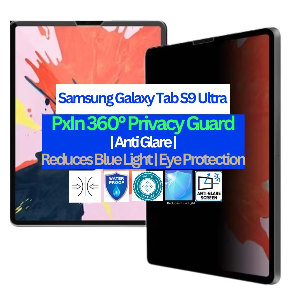 PxIn Tablet Privacy Guard compatible with Samsung Galaxy Tab S9 Ultra | Privacy screen protector | Anti Glare | Anti Spy | Reduces blue light | Self healing from scratches | Eye Protection (B0D6LR6QN2) Amazon Price History, Amazon Price Tracker