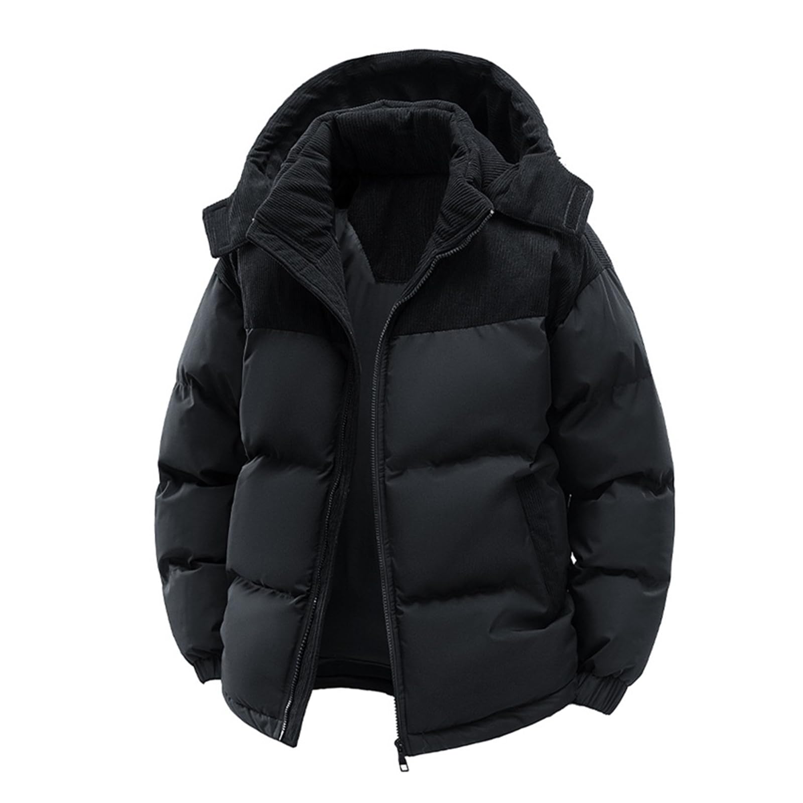 Genérico Plumiferos Hombre, Softshell Hombre Invierno con Capucha De Cremallera Cuello Mao, Plumíferos Trekking - Chaquetas Vintage Termica