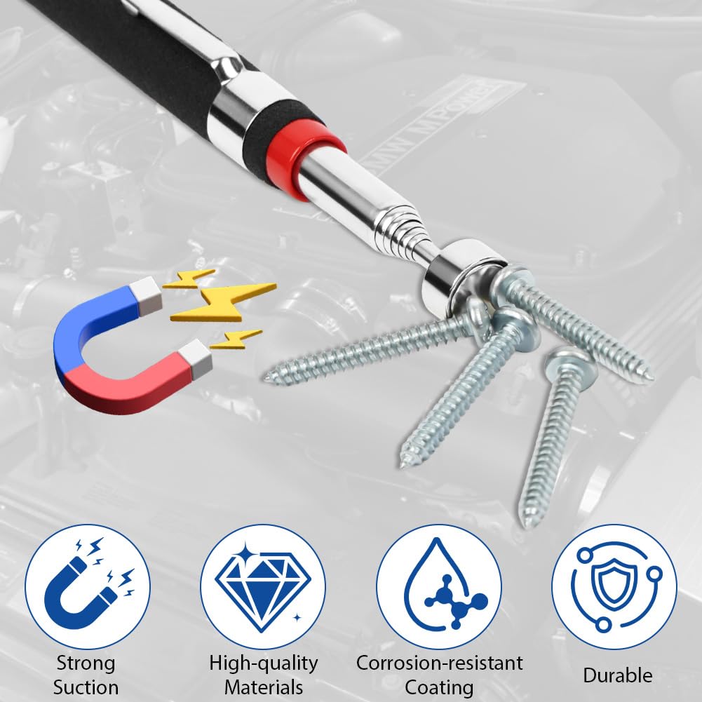flintronic Telescopic Magnetic Pick up Tool, 6 PCS Metal Extends Tool with Extra Strong Magnet and Non-Slip Handle - Image 4