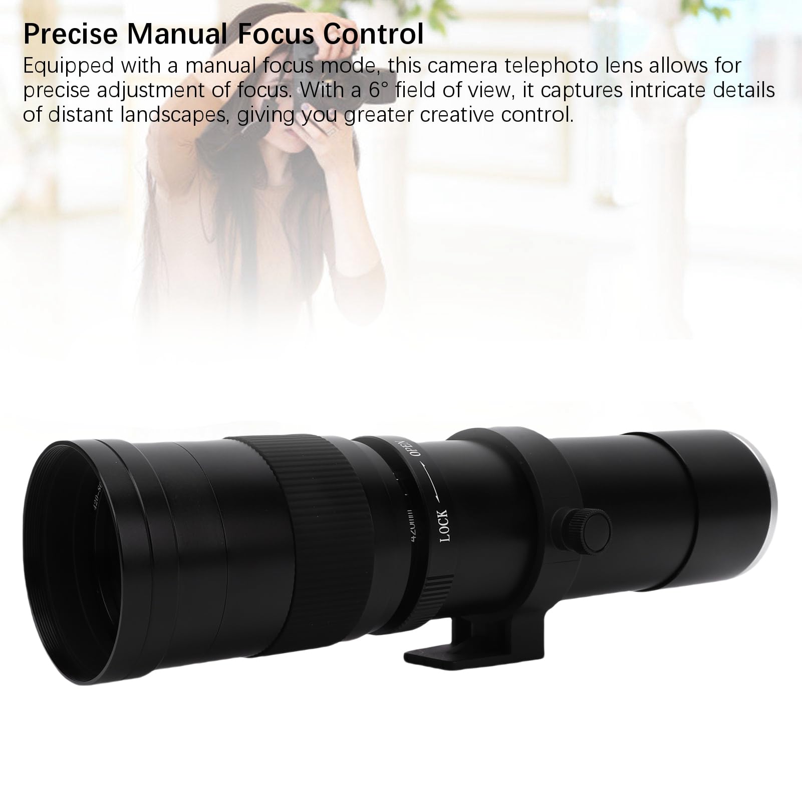 Denash Teobiektyw Teleobiektywu 420 do 800 Mm z otwórcą F8.3 do Montażu Bezlusterkowego Aparatu, Manualny Obiektyw z Zoomem, Aluminium i Optyczny materiał Szklany (BLACK)