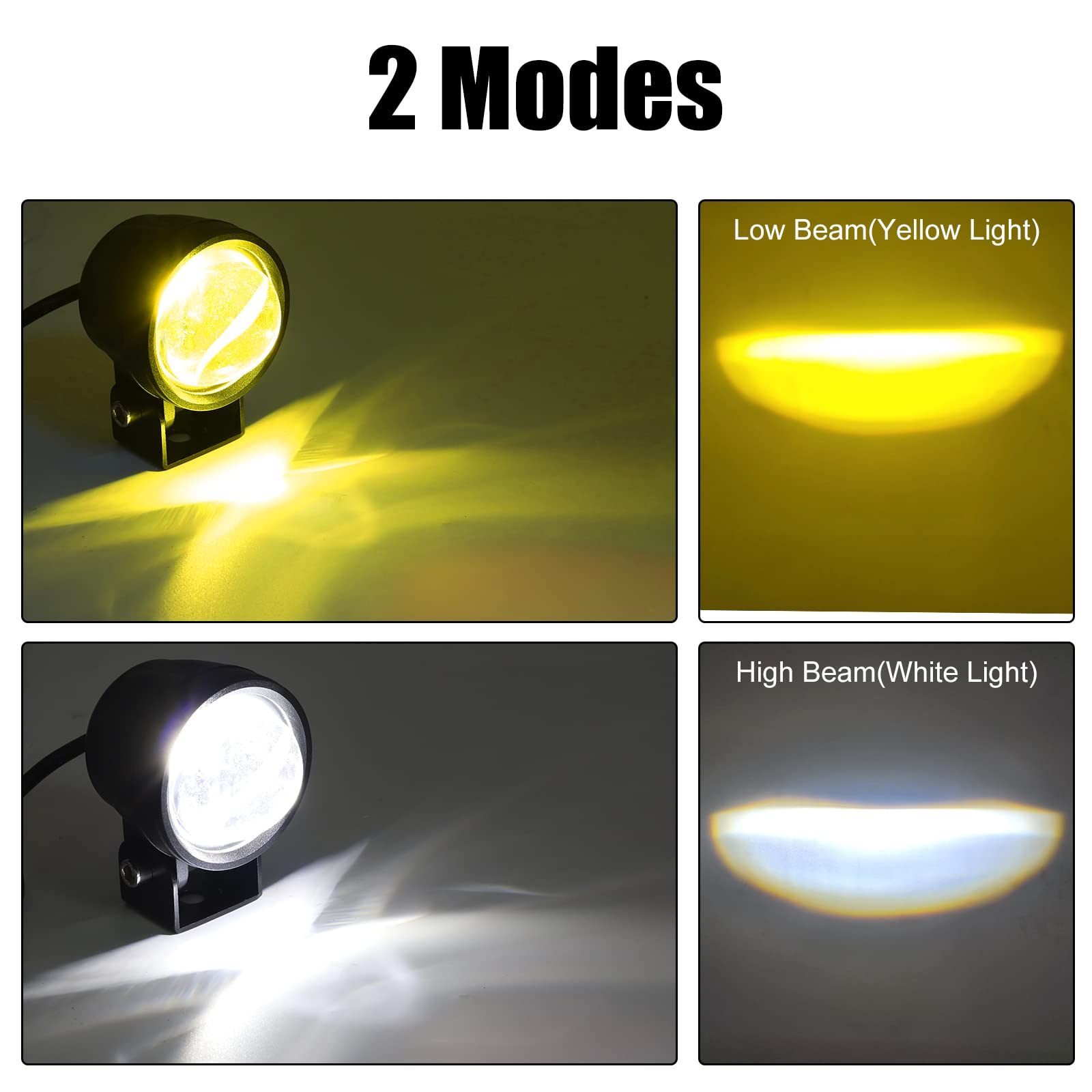 Biqing 2PCS Faretti Supplementari LED Ambra/Bianco per Moto 12V 24V - Fendinebbia con Interruttore
