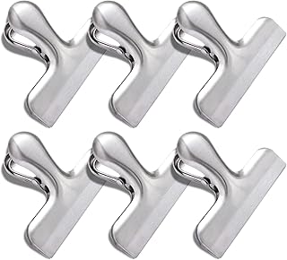 6 Pack Bag Clips, Stainless Steel Chip Clip, Chip Clips Bag Clips Food Clips, Bag Clips for Food, Heavy Duty Air Tight Seal Kitchen Clips Snack Clips Food Bag Clamp Clips