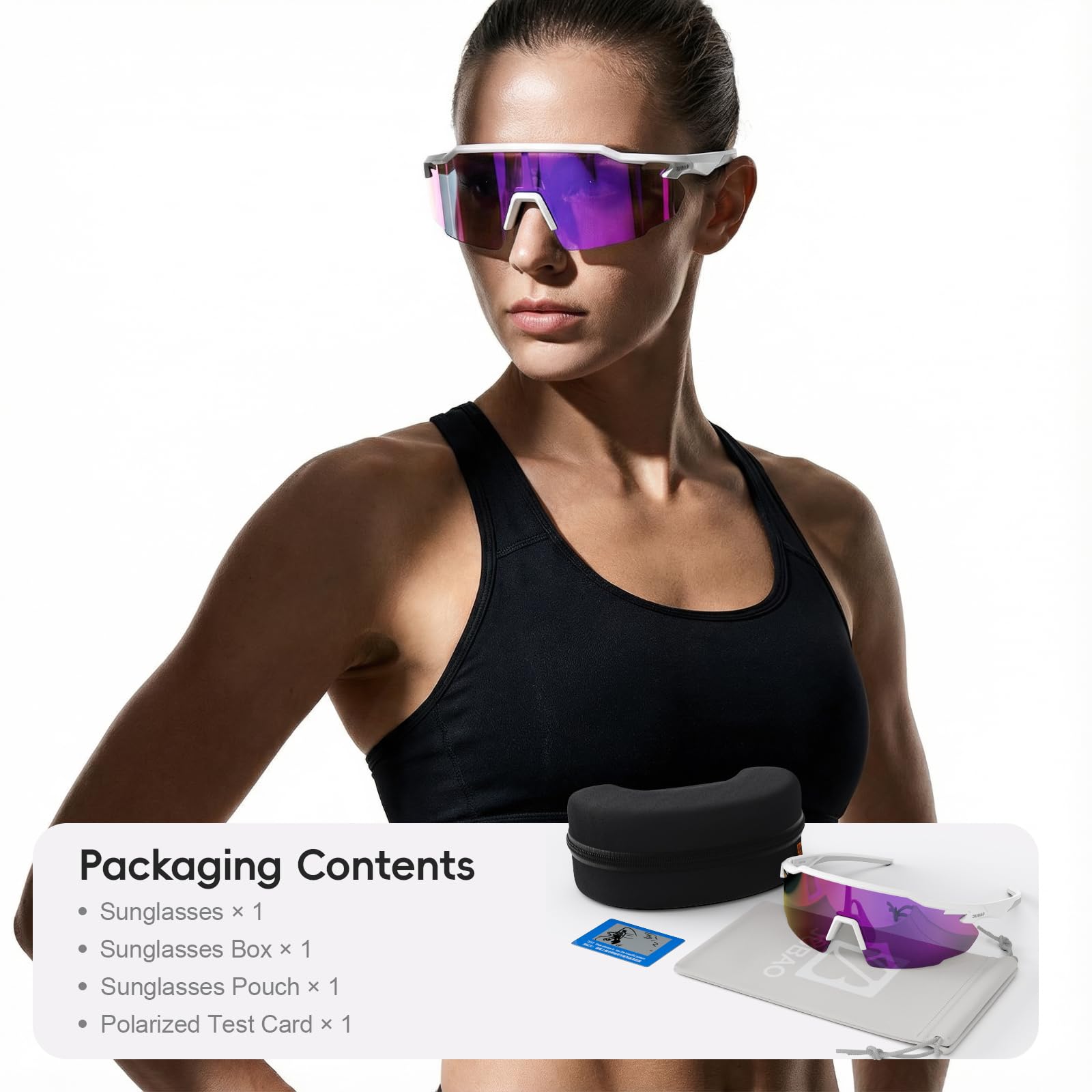 JUBAO Lunettes de cyclisme polarisées pour homme et femme, protection UV400, lunettes de soleil pour cyclisme, course à pied, pêche, baseball, golf