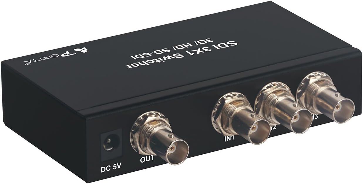 Portta SDI Switcher 3x1 3 Port Switch 3 x in 1 x Out Support 3G Full HD SD-SDI FHD