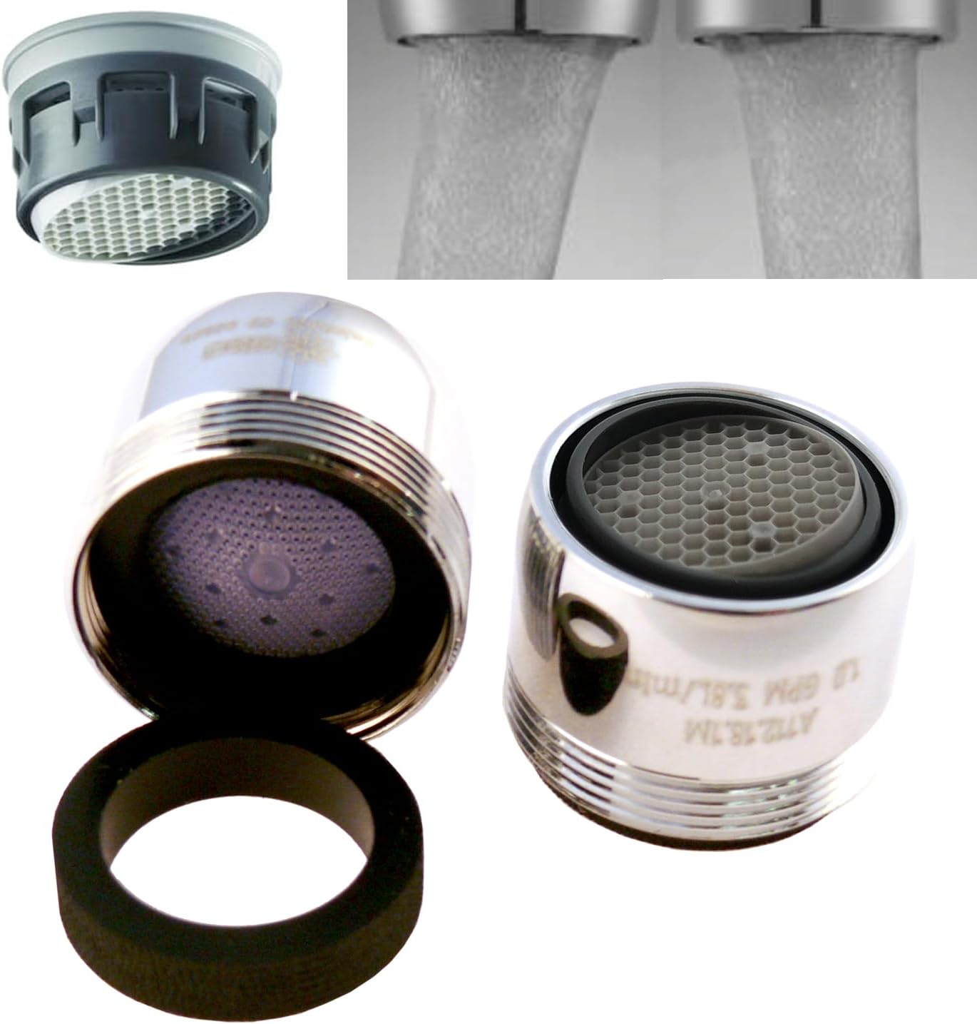 Neoperl Directional Flow 1.2 GPM - 2.2 PCA Water-Saving Adjustable Stream Tip Faucet Aerator 30 120 05 Perlator (Pink 1.2 GPM, Dual Thread)