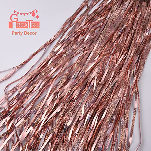 Cortina decorativa de flecos en oro rosa 3.2ft x 8.2ft miniatura 5
