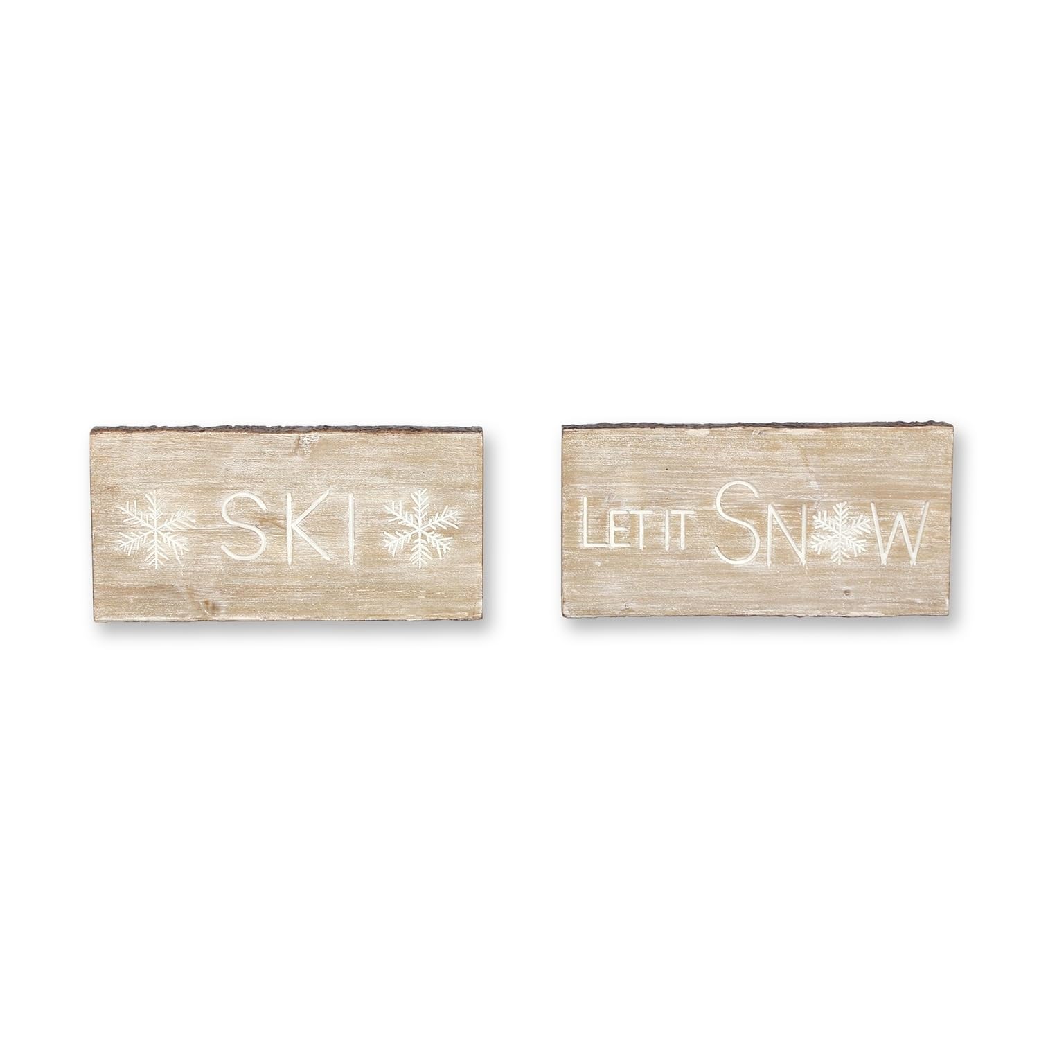 HomeStock Retro Renaissance and Snow Sentiment Block with White Washed Design (Set of 2)