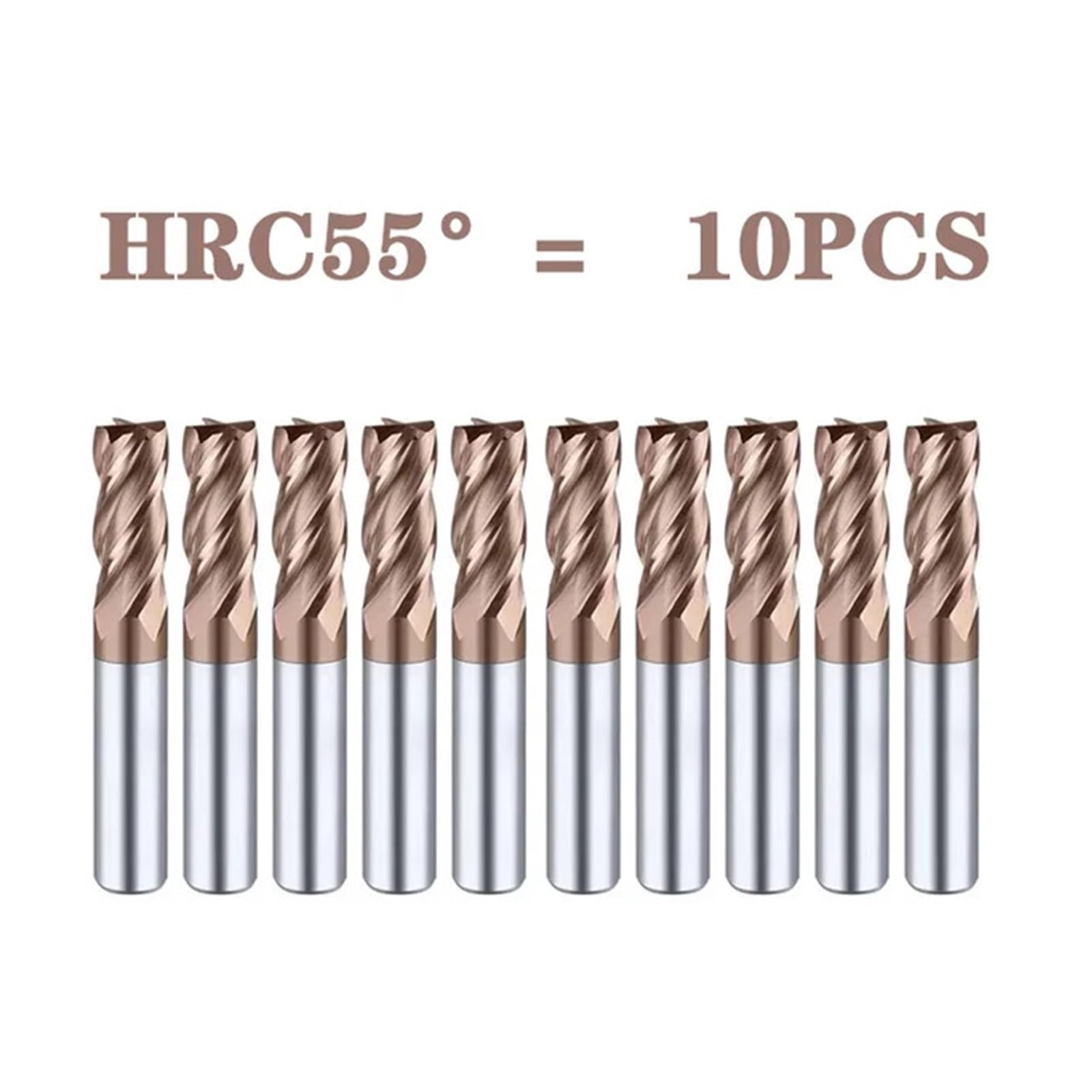 Fresa de carburo SQ de aluminio HRC55 4F 2F, herramienta de corte de acero de tungsteno con revestimiento de corte, herramientas de fresado for mecanizado CNC, fresas de extremo(D1x4Dx3x50L,10PCS)