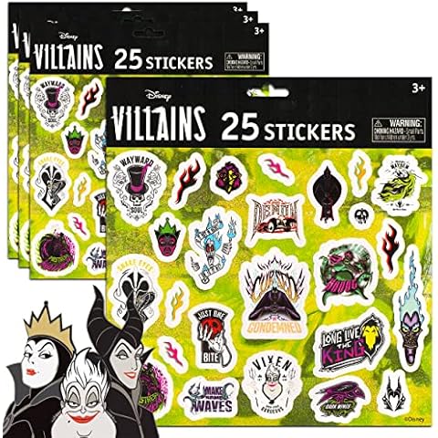 Disney Villains Stickers Party Favors Bundle ~ 100 Disney Villains Stickers Featuring Maleficent, Ursula, The Evil Queen and More (Disney Villains Party Supplies) Cover