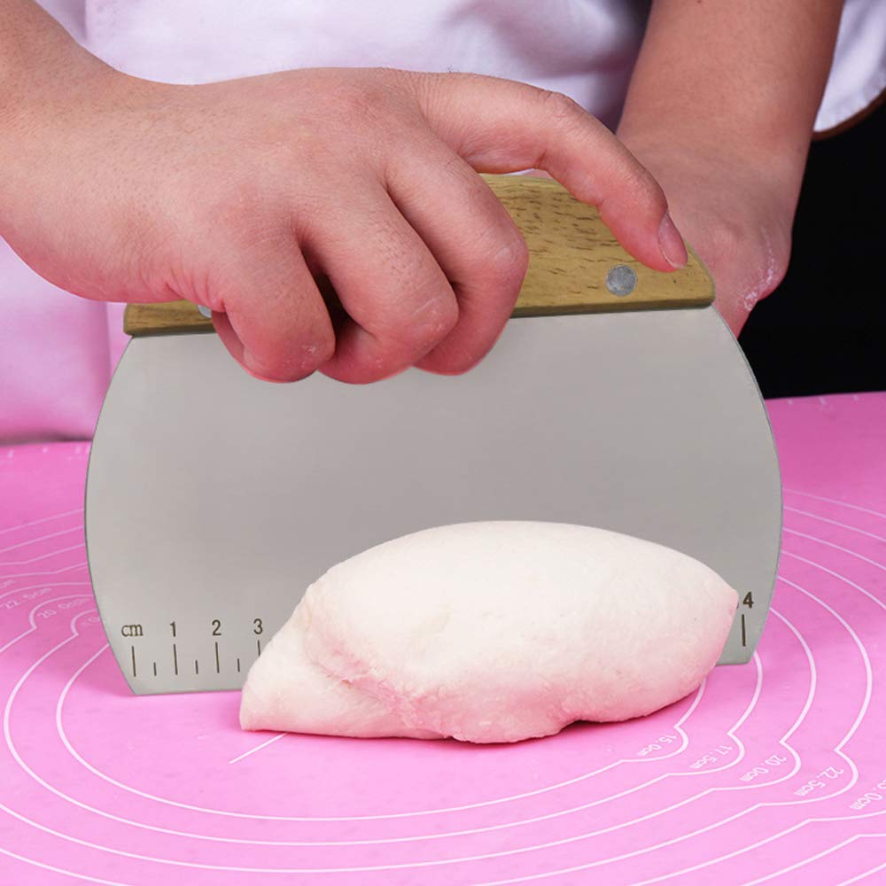 Raschietto Per Pasta In Acciaio Inossidabile - Utensile Multiuso Con Manico In Legno E Scala - Foto 8