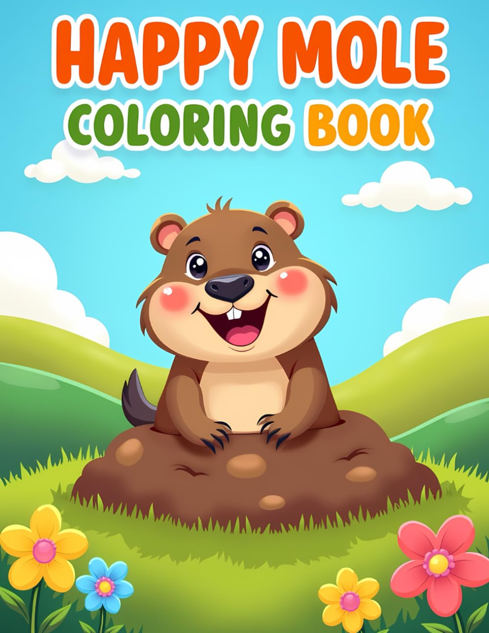 Happy Mole Coloring Book: Cute and Friendly Mole Coloring Pages with Nature Scenes for Kids