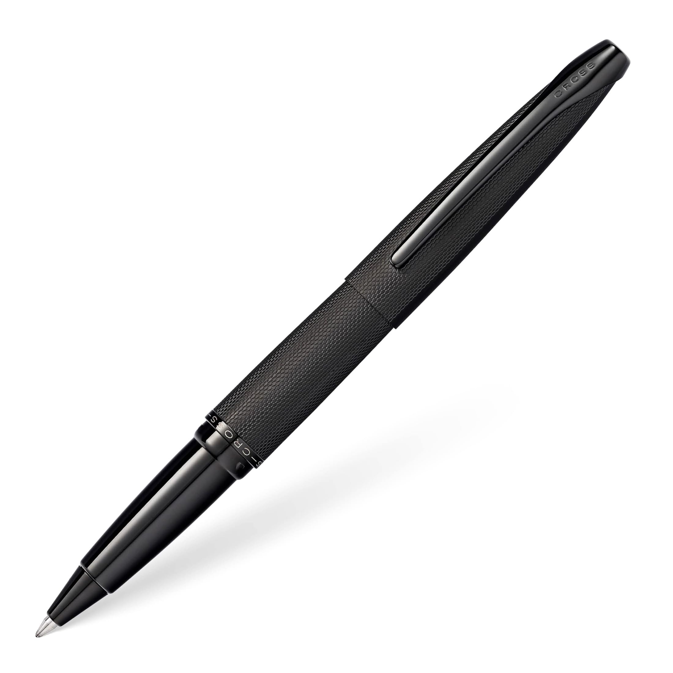 CROSS ATX - Stylo à Bille avec Motif Diamanté Fraisé, Couleur : Noir Brossé