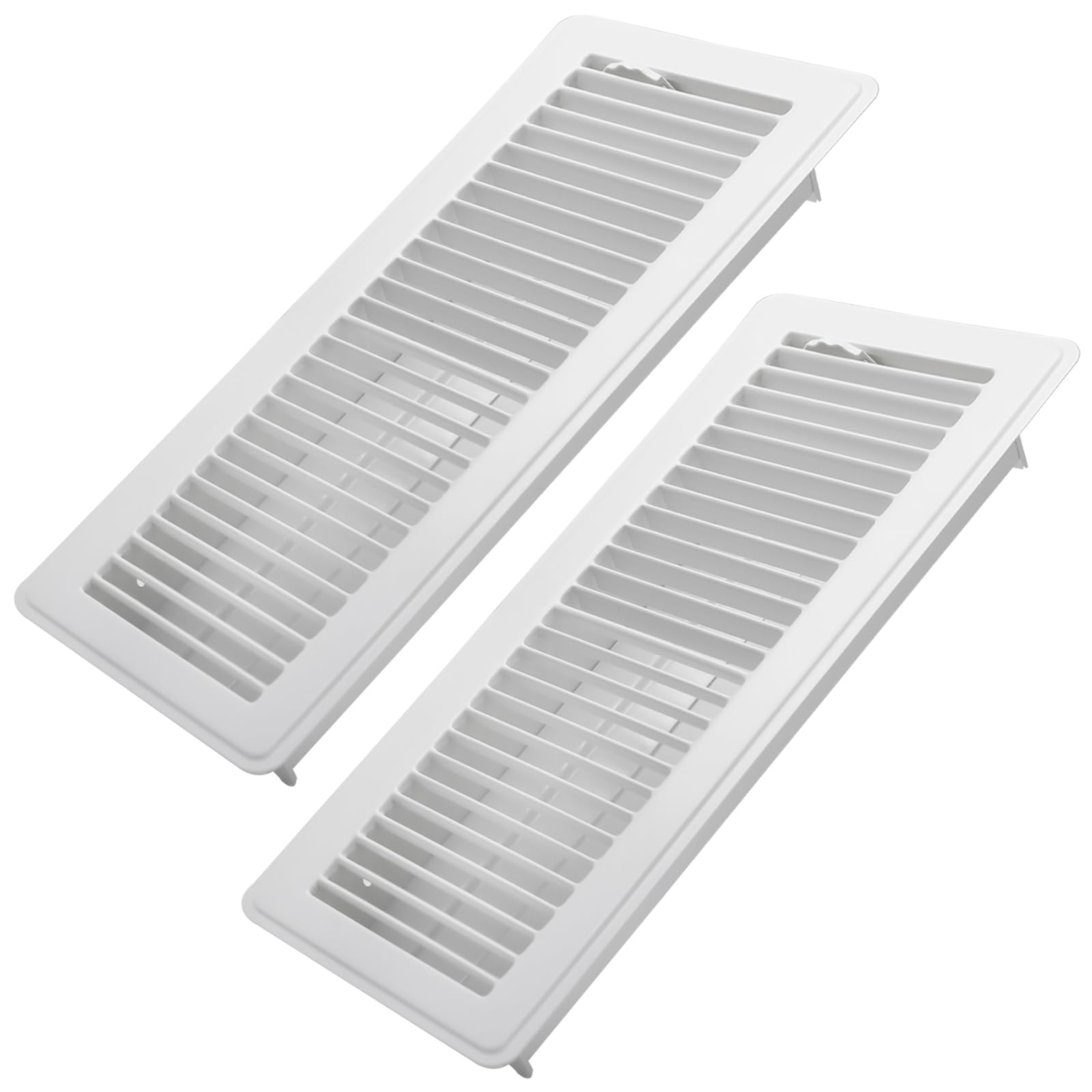 Photo 1 of Howeall 4x14 Inch Floor Register 2 Pack, Heavy Duty Steel Walkable Floor Vents - Easy Adjust Air Supply Lever - Vent Covers for Home (White)