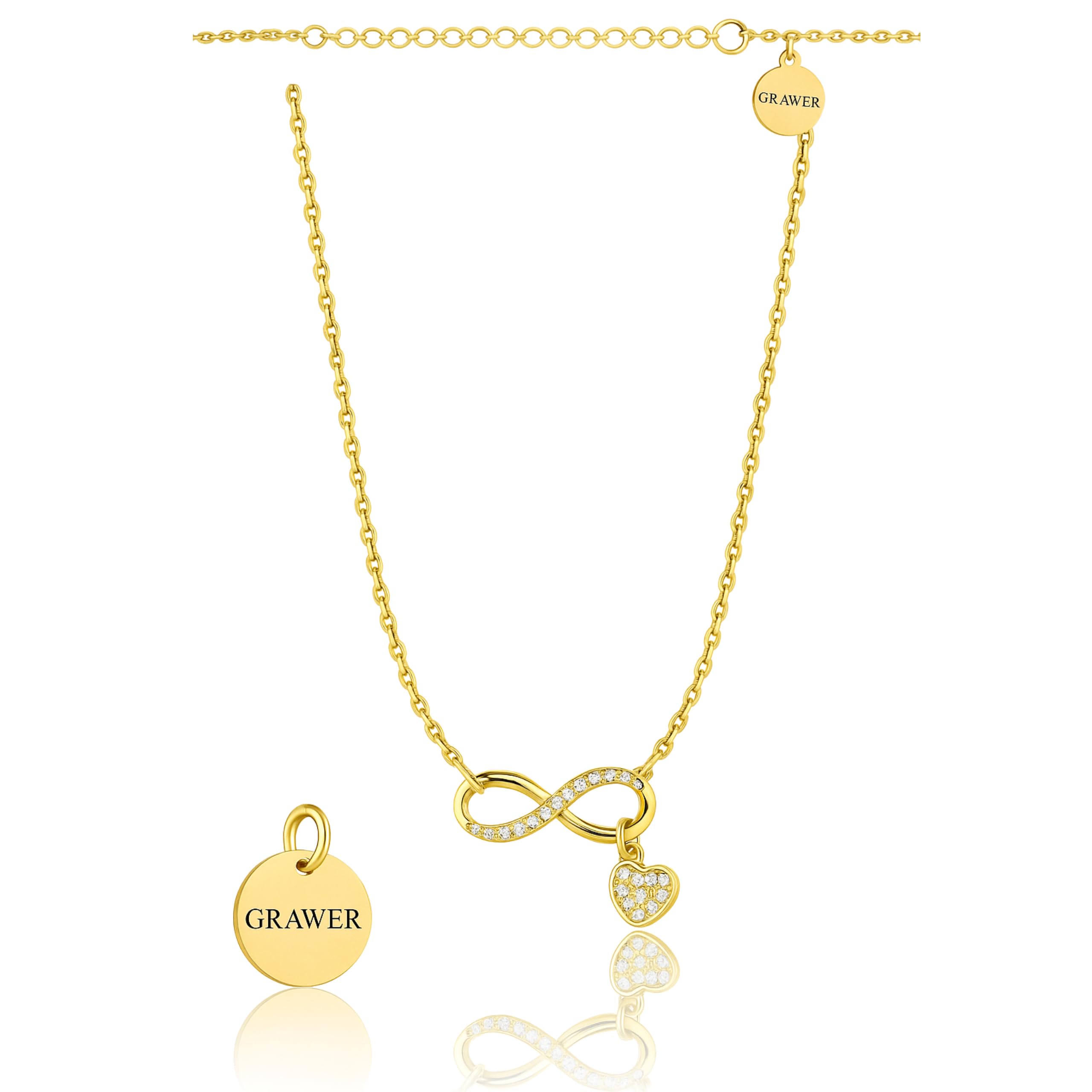 Zelya Collana da donna in argento e oro 925/585 – catena ad ancora 41 – 45 cm con zirconi, regalo romantico incisione oro