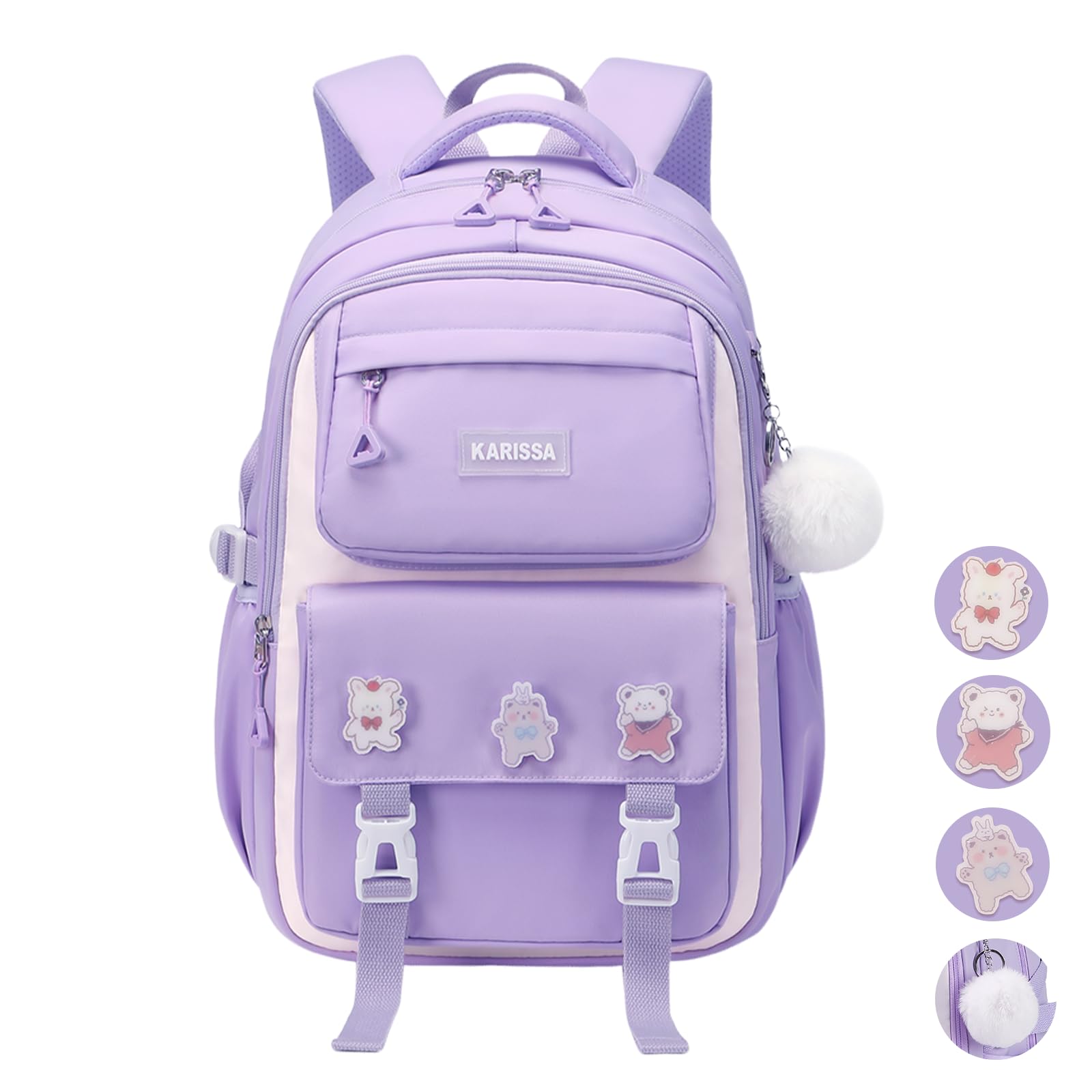 School Backpacks for Girls, Middle Schoolbag Elementary Student Bookbag, Large Casual School Daypacks for Teens Girls (Purple)
