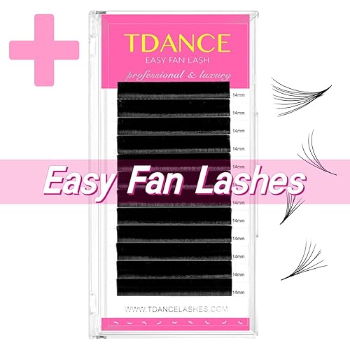 Miniatura 1 de TDANCE Pestañas clásicas de rizo D de 0.001 in de grosor de 0.551-0.748 in + extensiones de pestañas Easy Fans Rizo CC 0.002 in de grosor