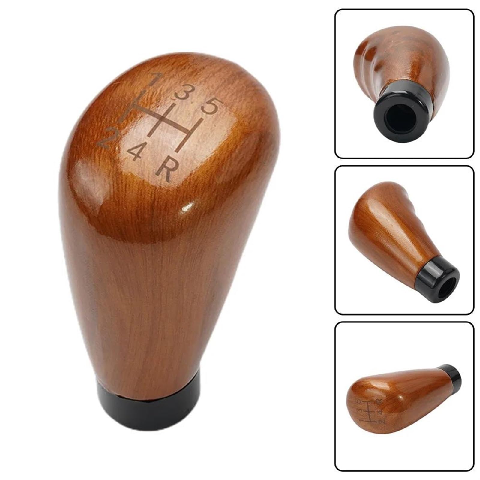 IGRARK Pommeau Levier Vitesse 5 Vitesses Cuir PU Noir/Rouge – Universel Avec Adaptateurs 8/10/12mm – Look Sport