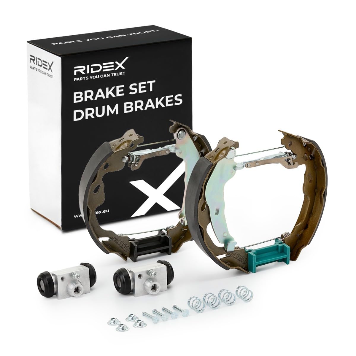 RIDEX 3859B0328 Kit de freins à tambour Arrière avec cylindre de roue avec levier frein à main Compatible avec TOYOTA Yaris 3/5 portes P1