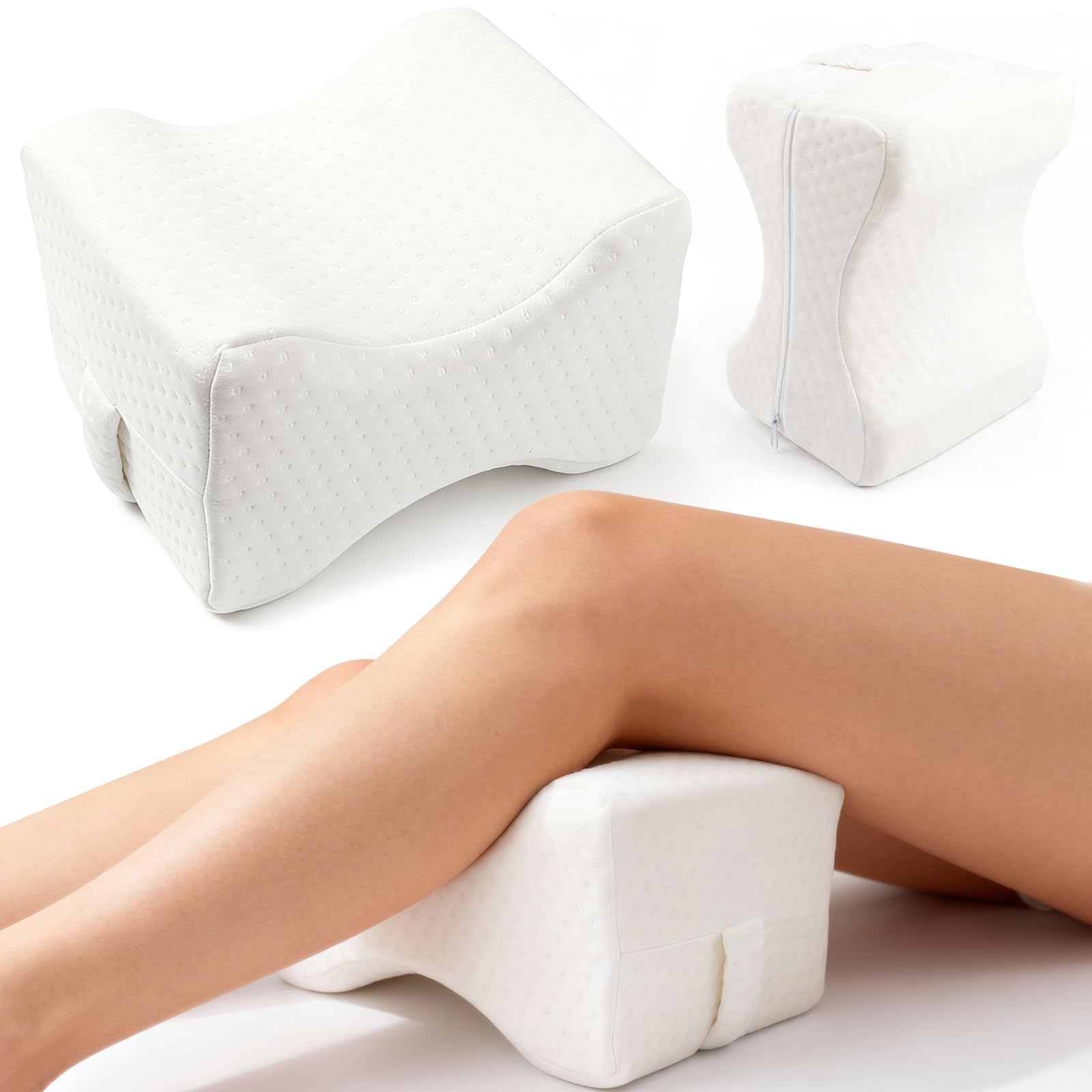 Almohada para Dormir de Lado, Almohada ortopédica para Rodilla, cojín ergonómico para Caderas, Espalda, piernas, Rodillas, Ayuda para el Dolor de ciática y el Embarazo, Blanco