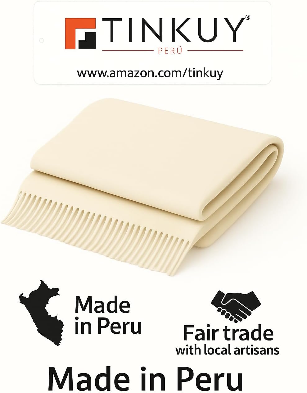TINKUY PERU Alpaca Wool Blend Scarf – Handmade in Peru – Soft, Warm & Lightweight – Unisex Winter Shawl – Luxury Gift