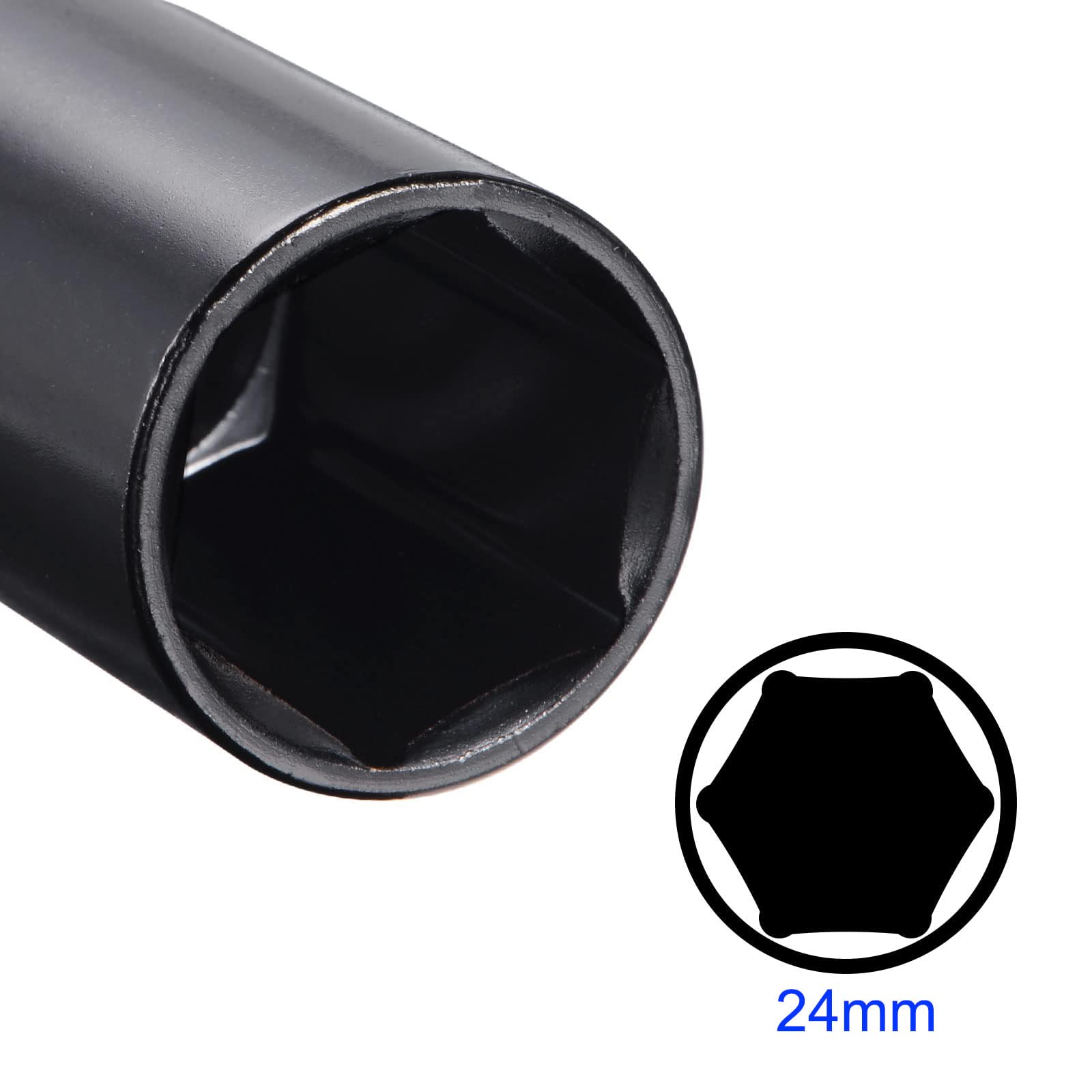 MACHSWON 2Pcs 1/2 Inch Drive - 24mm Deep Impact Socket with 6 Point Design, Heat-Treated Cr-V Steel 78mm Length, Metric Sizes - Image 3