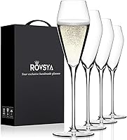 Oja Hand Blown Crystal Champagne Flutes Set of 4 - Tulip Wedding Glasses 10.5" 7.5oz Lead-Free, Ideal for Anniversaries & Celebrations