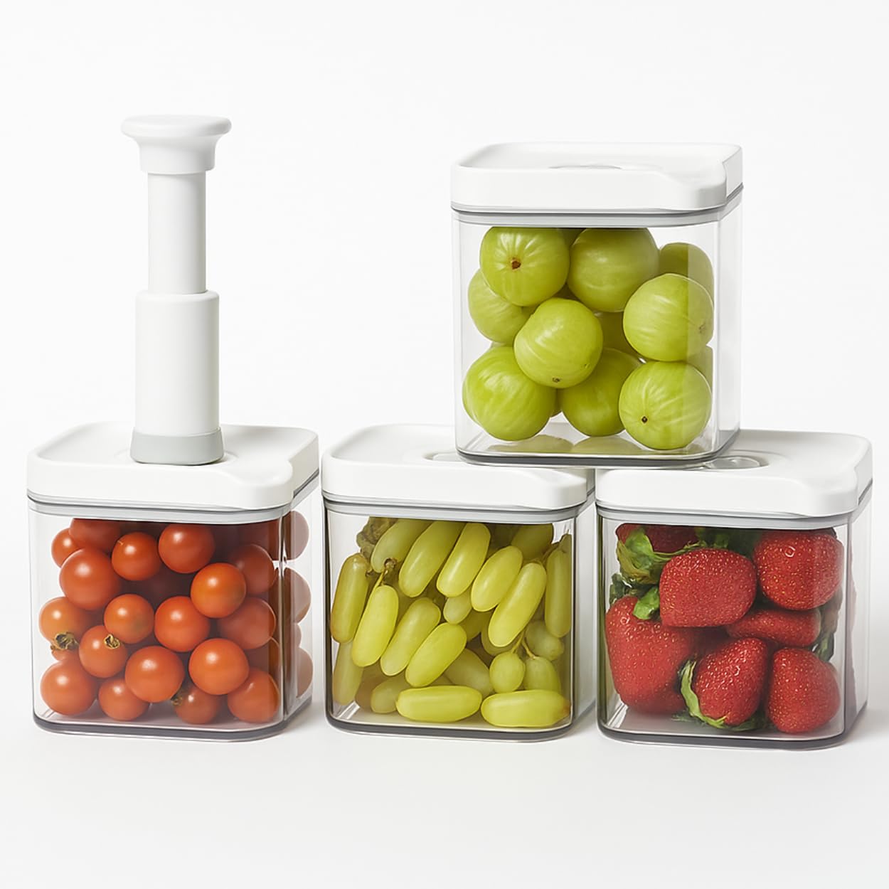 Satpurus Vacuum Storage Containers for Kitchen | Airtight Vacuum Food Container to Keep Food Fresh Longer | BPA-Free Vacuum Container for Dry Fruits, Snacks & Groceries (700ML, Pack of 4)