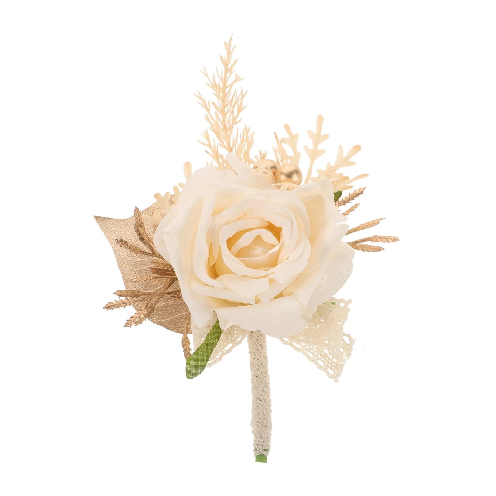 Hzomif Boho Artificial Flower Wedding Corsage 4pcs Rose Boutonniere Wrist Corsage Artificial Silk Flowers Wedding Groom Groomsmen Lapel Pin Suit Flower Decoration