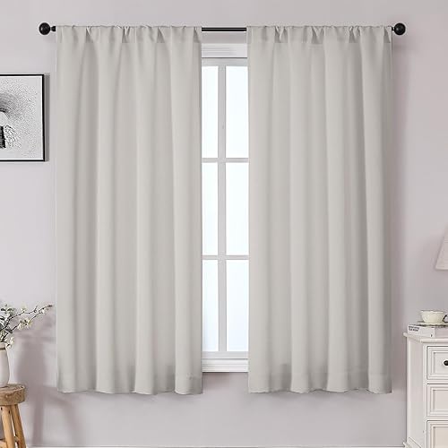 OWENIE - Juego de 2 paneles de cortinas blackout Sally para ventanas de dormitorio, con dobladillo tipo bolsillo para cortinero, aislamiento térmico