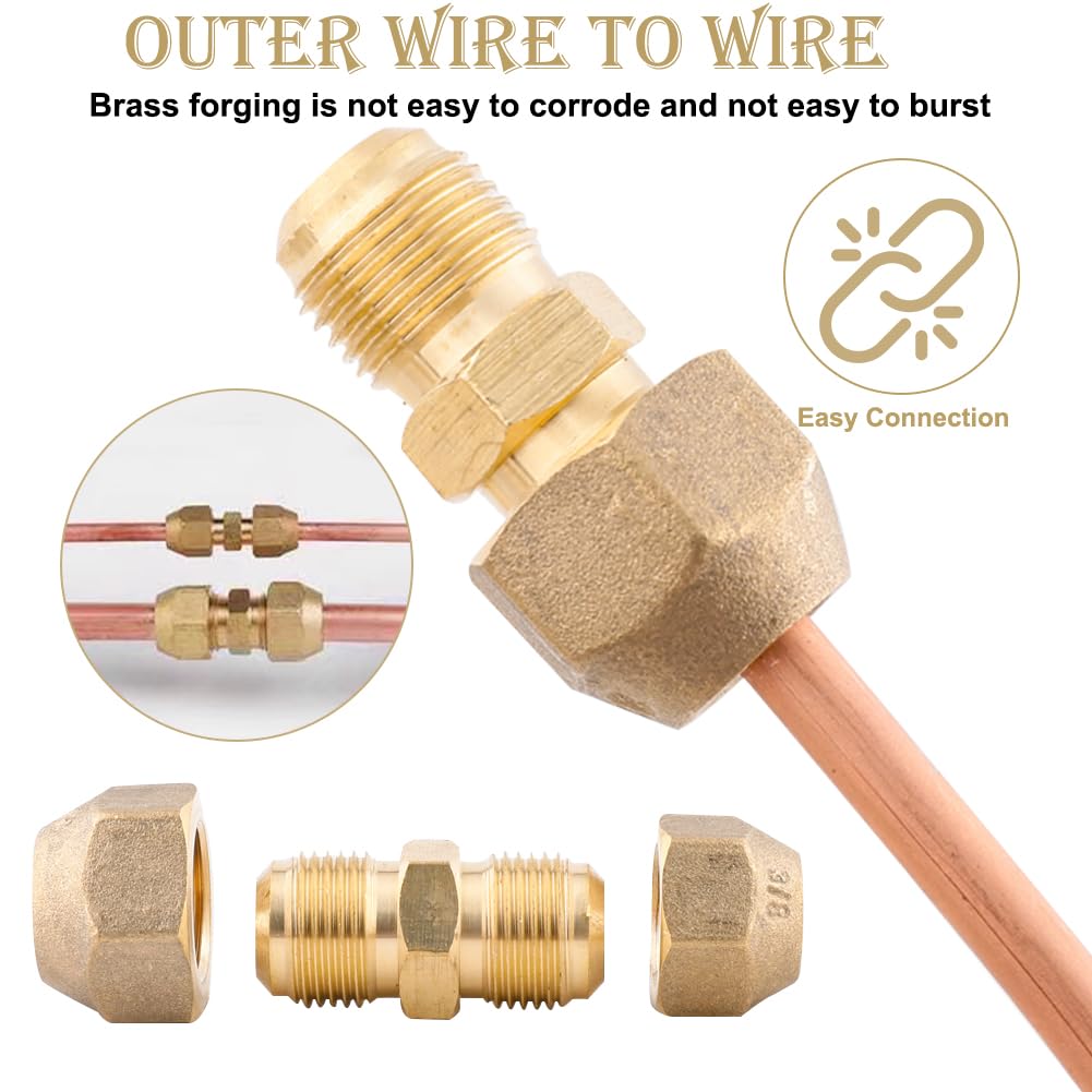 Huixplore Klimaanlagen Verschraubung 1/2 Zoll - Messing Doppelnippel Für Kältemittelleitung