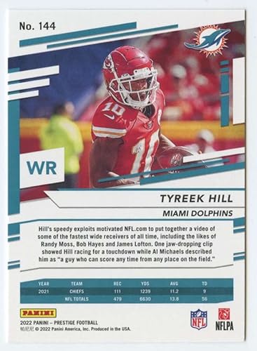 Miniatura 2 de 2022 Panini Prestige #144 Tyreek Hill Miami Dolphins NFL Football Trading Card