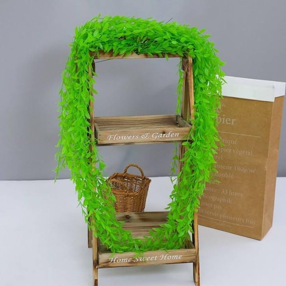 3PCS Artificial Vine Wall Decoration Fake Plant Creeper Hanging Vine Outdoor DIY Garden Wall Wedding Party Home Decor,1M (Dark Green)