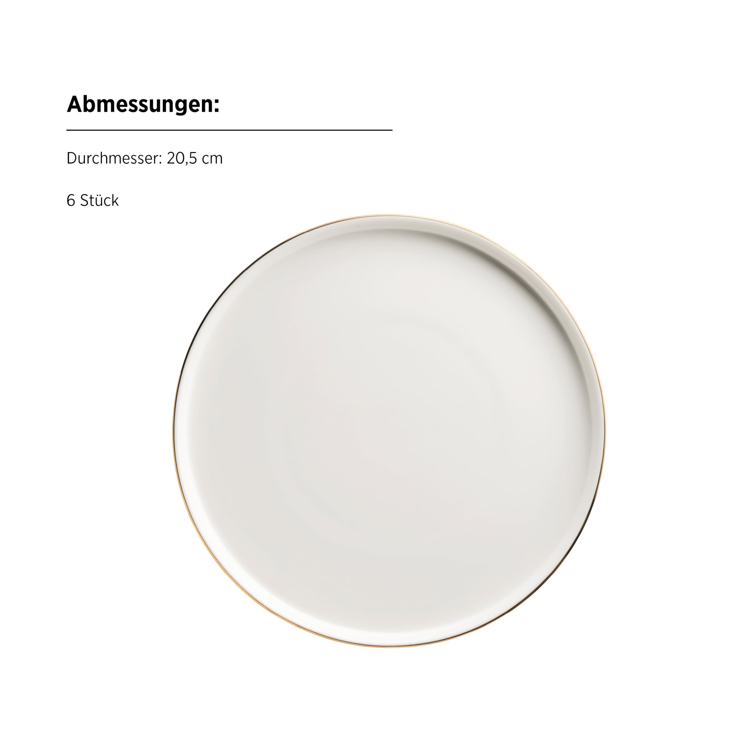 MÄSER, Serie Sita, bordenset voor 6 personen, eetservies van wit porselein met zwarte rand, eenvoudig, elgeant, porselein, wit