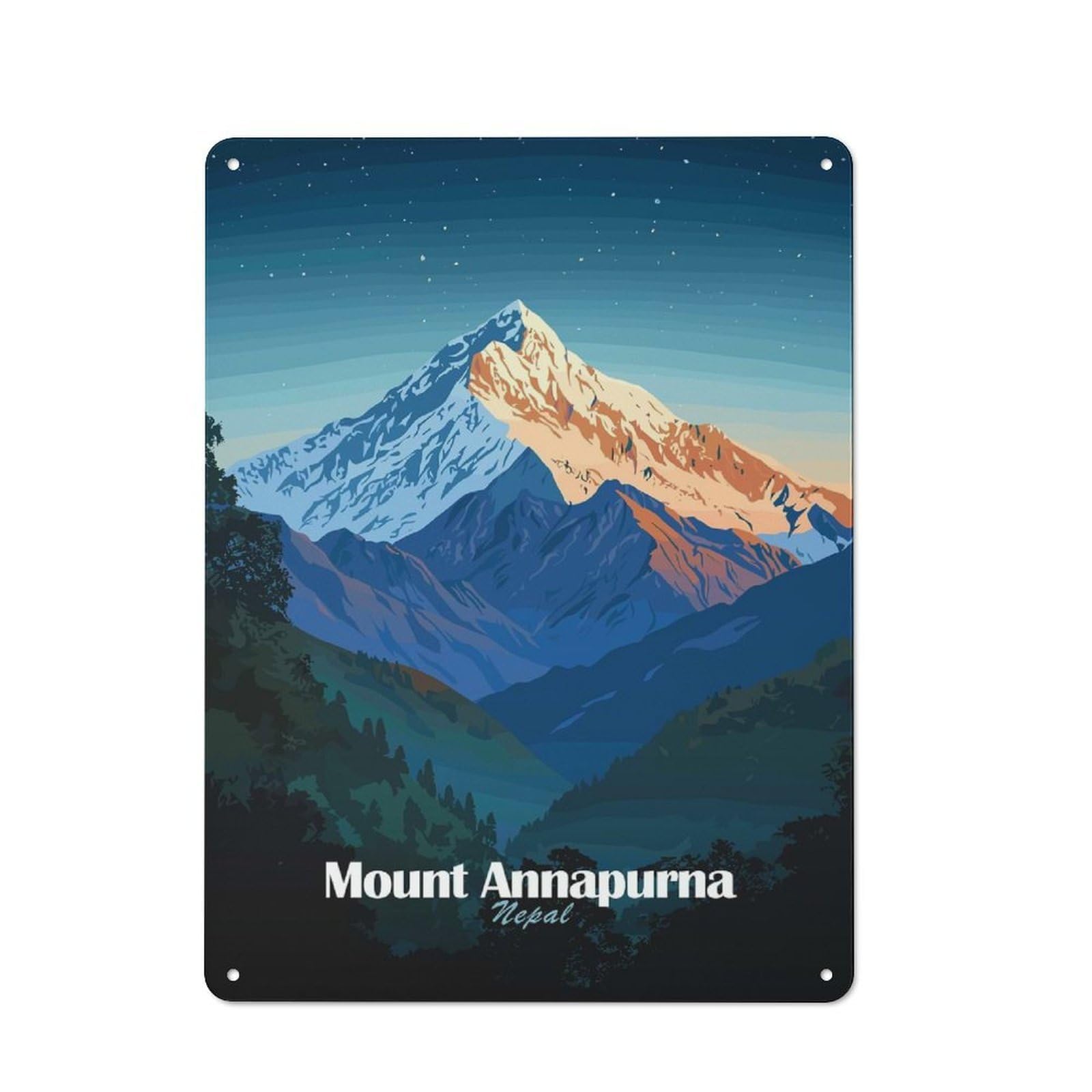 Junmoney Style-23 Vintage Mount Annapurna Nepal Metal Wall Art Sign 40X30cm, Old Style Wall Plaque For Bedroom, Office, Home Bar Or Dining Room