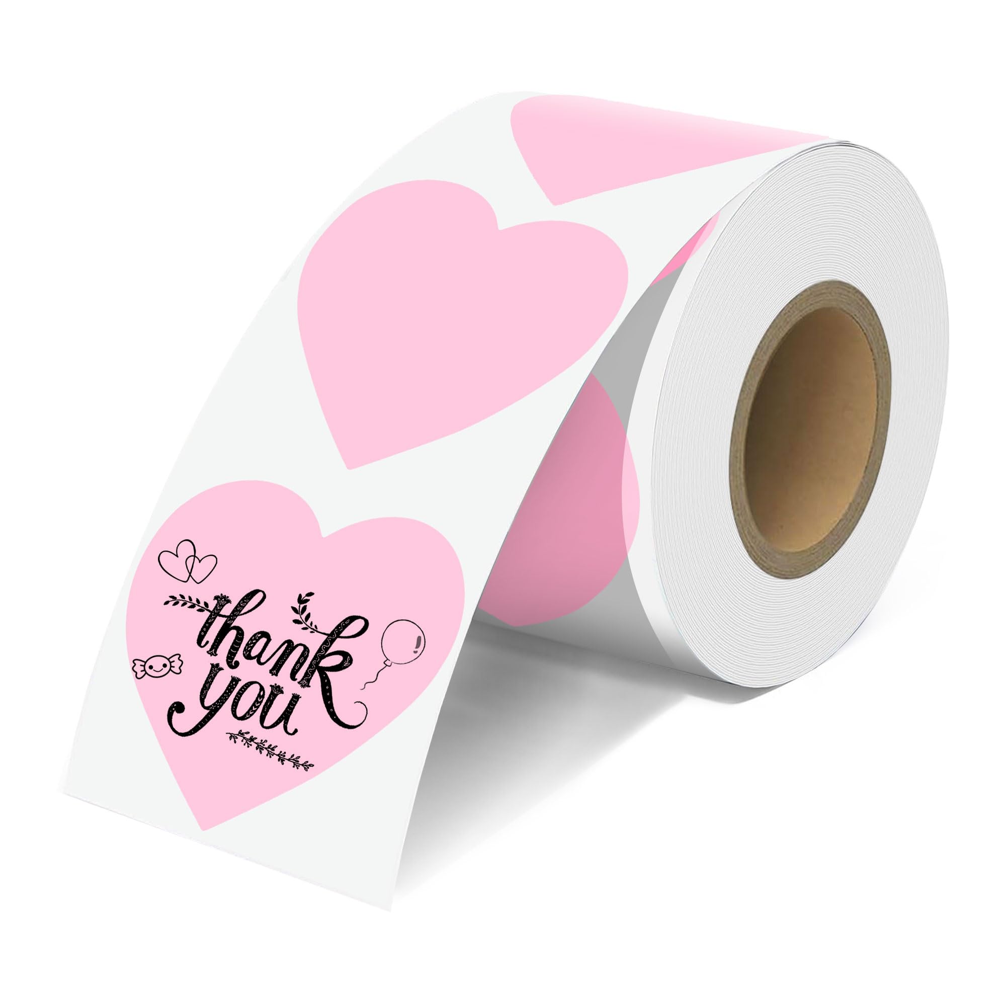 2'' Pink Heart Thermal Labels - 600pcs Heart Thermal Printer Labels, Waterproof Thermal Printer Stickers for Logo Design, Name/Price Tag, Thanks Card,