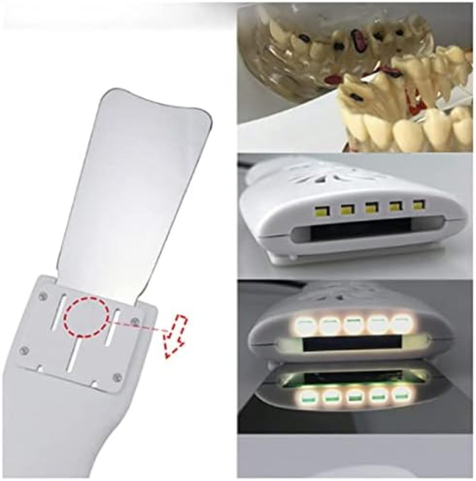 Dentalfotografie-Spiegel, Antibeschlag-Intraoralspiegel Mit Griff, Zahnpflegesets, LED-Kieferorthopädie-Spiegel, Doppelseitiger Dentalreflektor,YUYANAIAI