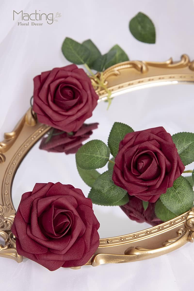 MACTING Artificial Rose Flowers, Real Touch for DIY, Bouquets, Wedding Party, Baby Shower, Home, Christmas Tree Decoration, 60 Pieces