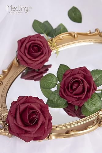 Miniatura 6 de MACTING Flores de rosas artificiales, tacto real para bricolaje, ramos, fiesta de boda, baby shower, hogar, decoración de árbol de Navidad, 60 piezas