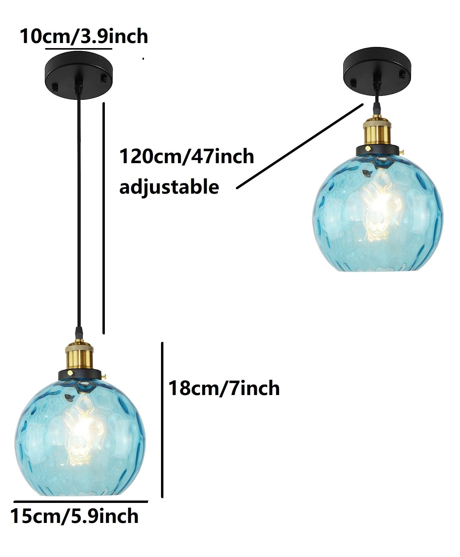 Mini Battery Operated Pendant Light With Remote Set Of 2,No Wiring Blue - View #8