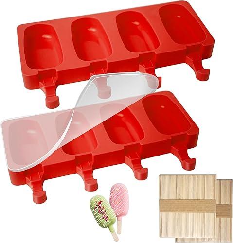 Moldes de silicona para paletas de 4 cavidades, molde de silicona ovalado para tartas, molde ovalado para tartas, sin BPA, molde casero para tartas