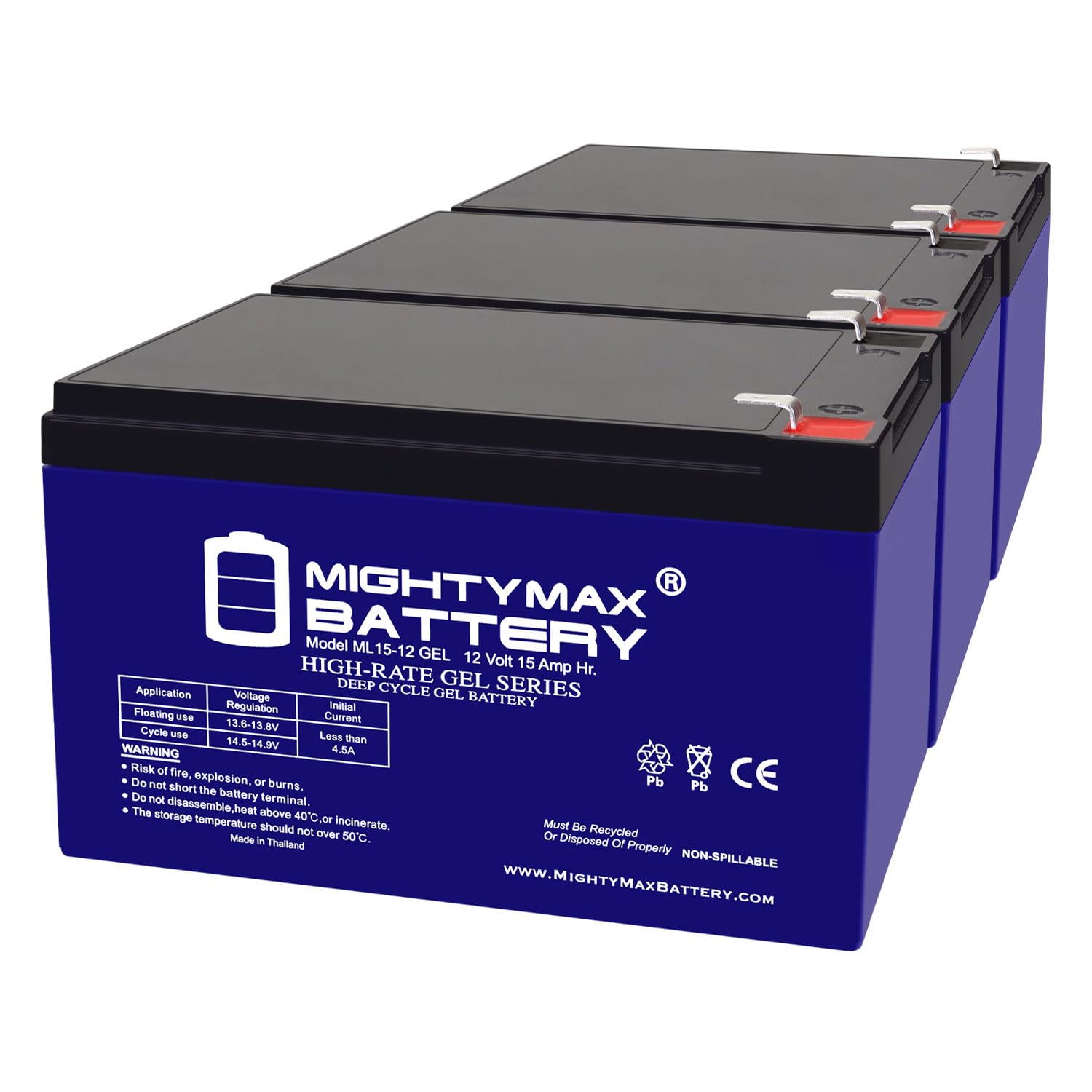 Mighty Max Battery 12V 15AH Gel F2 Replacement Battery Compatible with Pride Mobility SC44 Go-Go 4-3 Pack