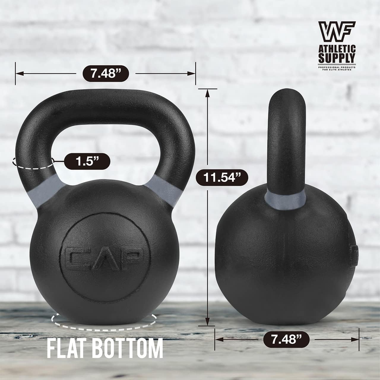 WF Athletic Supply Powder Coated Kettlebells, Black Matte Kettlebell Weights for Strength Training, Conditioning and Functional Fitness, LB and KG Markings